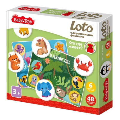 Лото с деревянными фишками Кто где живет? Baby Toys Десятое Королевство 04925